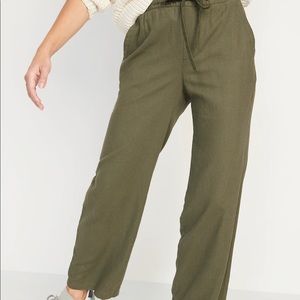 High Waisted Wide Leg Linen Blend Pants